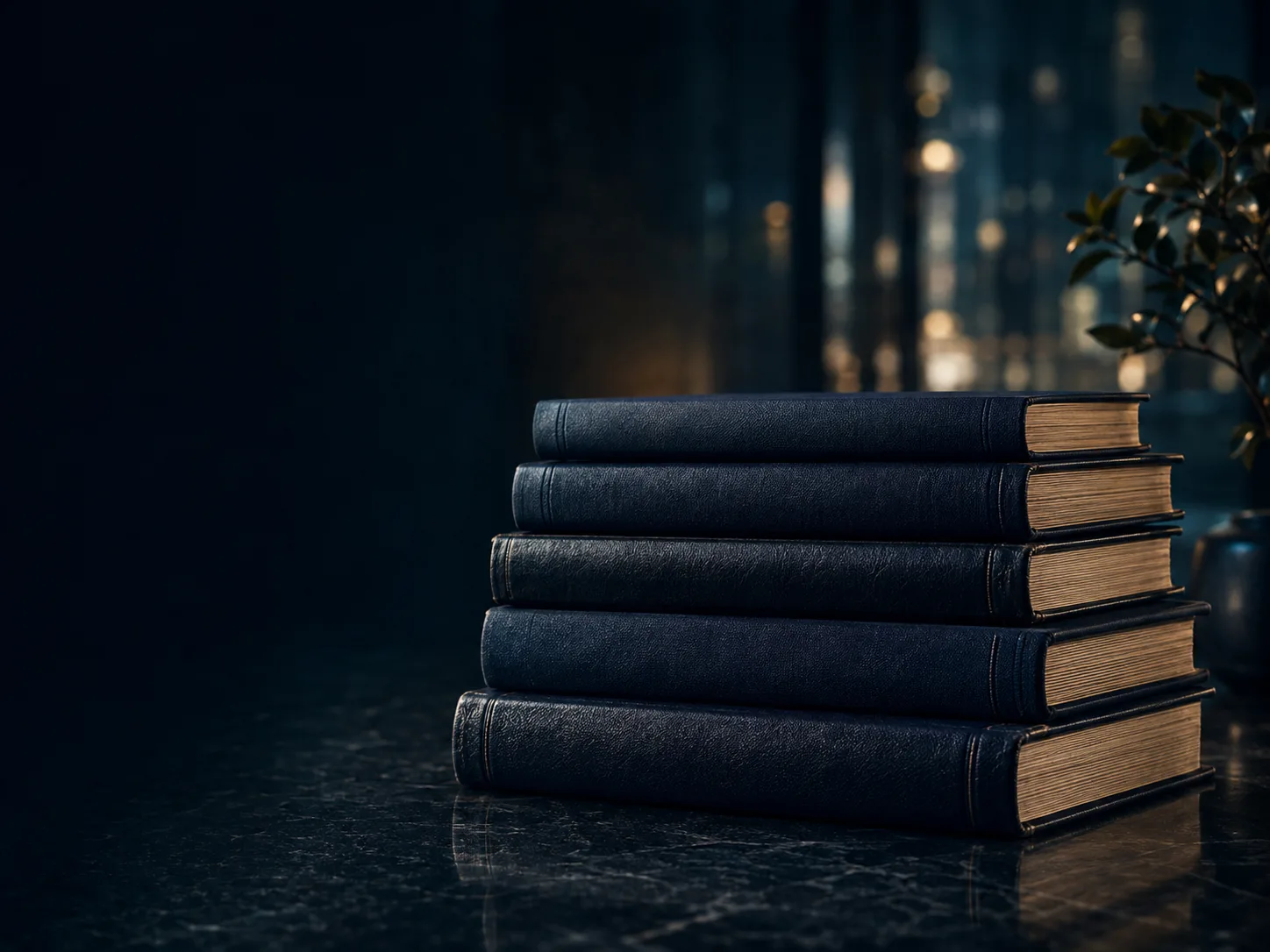 ScrollMeta™ 12 Carefully arranged books in a quiet architectural interior.